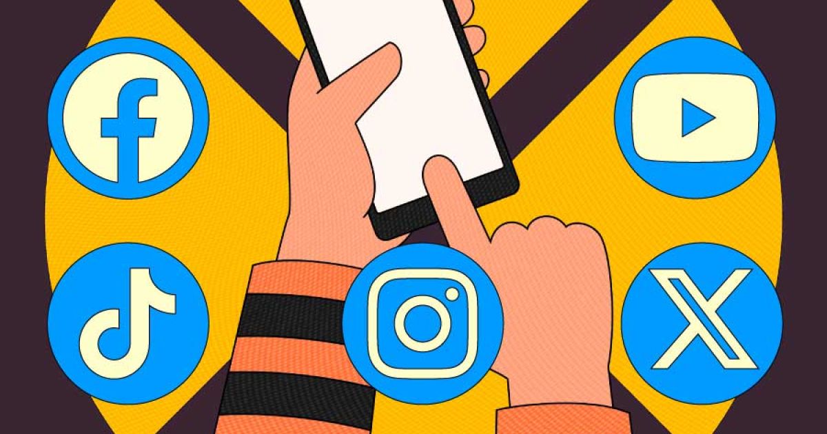 Ilustrasi aplikasi media sosial di smartphone. (Foto: (Bloomberg Technoz/Asfahan)