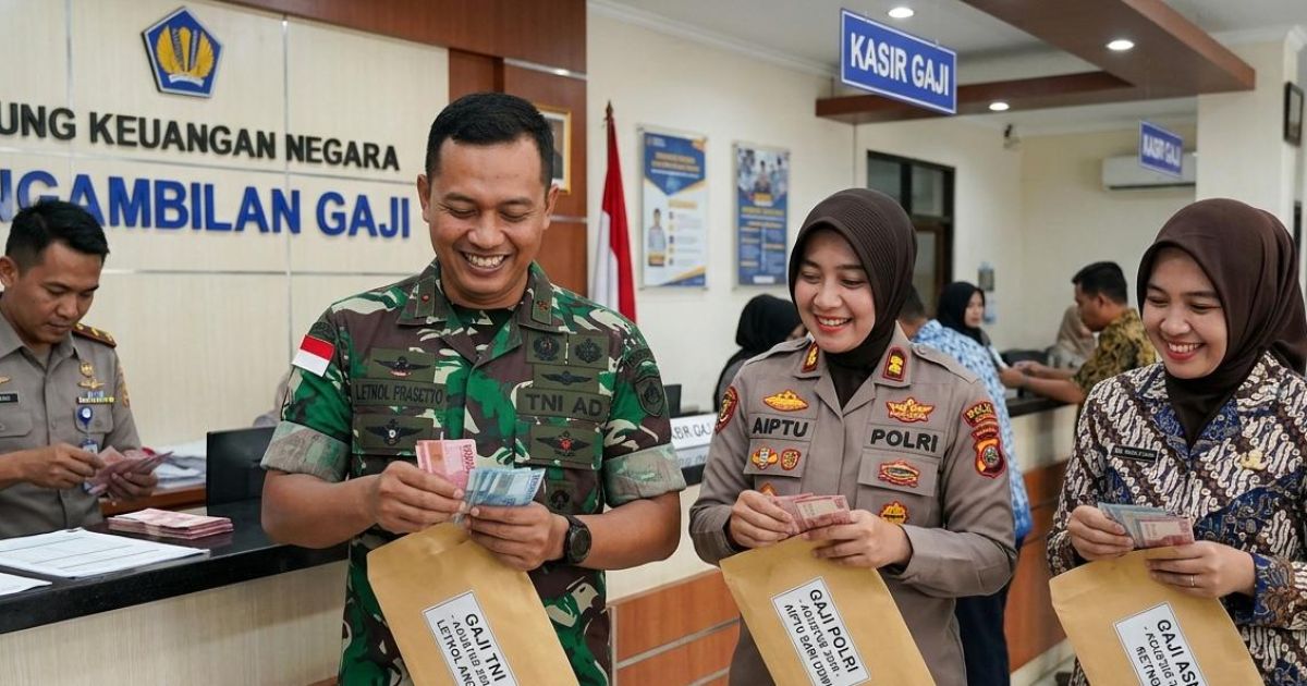 Ilustrasi gambar TNI, Polri, dan ASN. (Gemini AI)