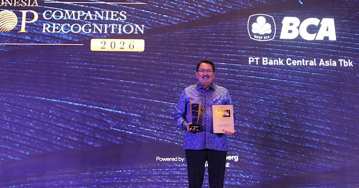 PT Bank Central Asia Tbk meraih penghargaan dalam acara Indonesia Top Companies Recognition di Jakarta, Senin (29/6/2026) sialm. (Foto: Bloomberg Technoz/Tri)