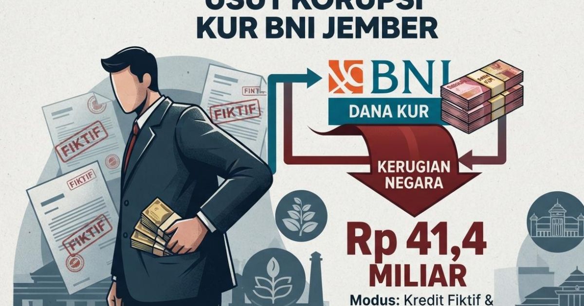 Ilustrasi Korupsi KUR BNI Jember. (Gemini / Dayfri)