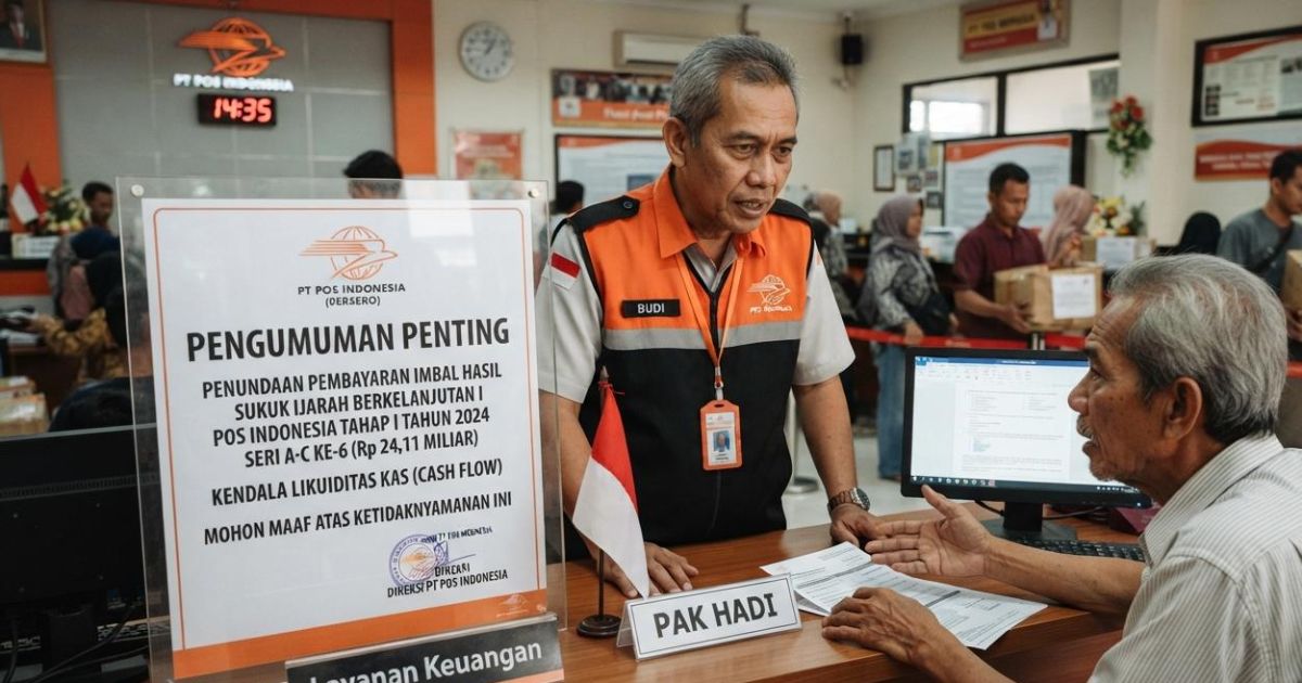 Gambar ilustrasi PT Pos Indonesia (Persero) buka suara terkait penundaan pembayaran imbal hasil Sukuk ljarah Berkelanjutan I Pos Indonesia Tahap I Tahun 2024 Seri A-C ke-6. (Gemini AI)