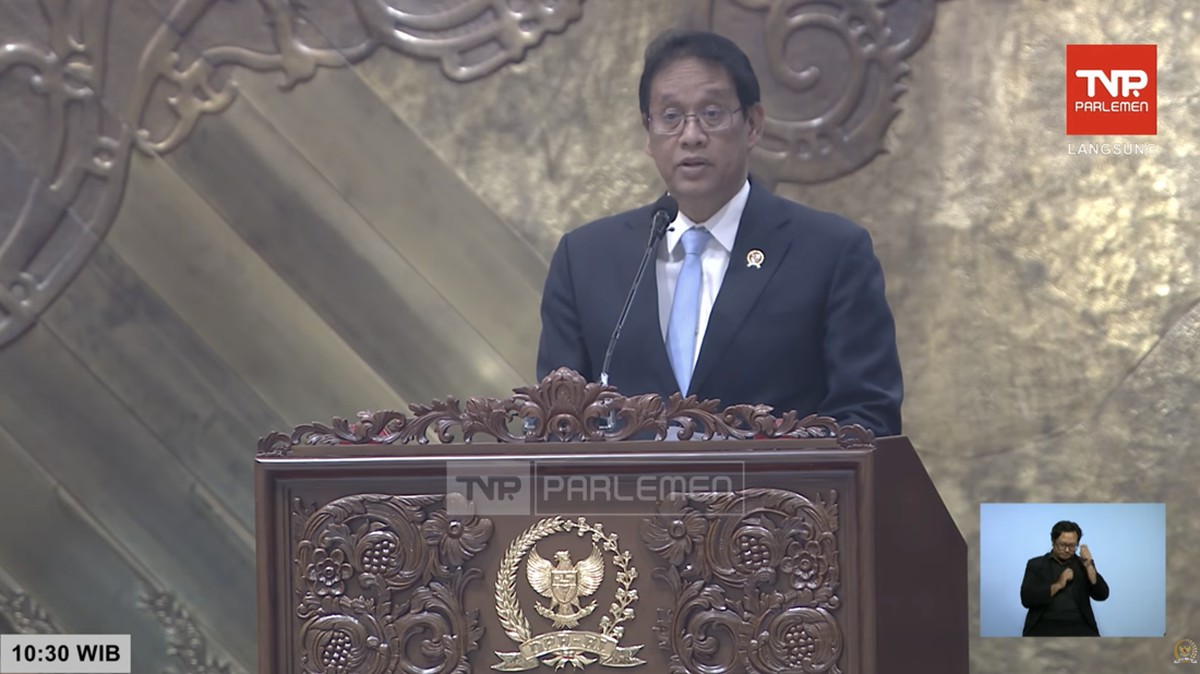 Foto: Menteri Keuangan (Menkeu), Purbaya Yudhi Sadewa saat dalam Rapat Paripurna DPR RI ke-26 Masa Persidangan V Tahun Sidang 2025–2026 di Komplek Parlemen, Jakarta, Selasa (21/7/2026). (Tangkapan Layar Youtube/DPR RI)