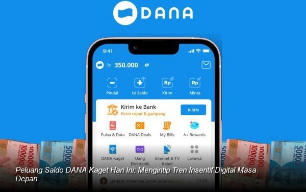 Tampilan notifikasi ponsel yang menunjukkan adanya saldo DANA Kaget yang baru diterima.