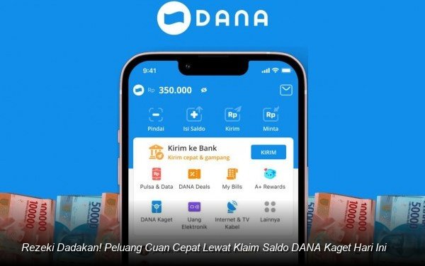 Tampilan notifikasi saldo masuk pada aplikasi dompet digital DANA yang menunjukkan adanya dana kaget.