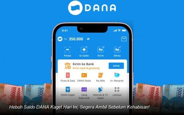 Tampilan notifikasi saldo masuk pada aplikasi dompet digital DANA yang sedang menjadi perbincangan hangat.
