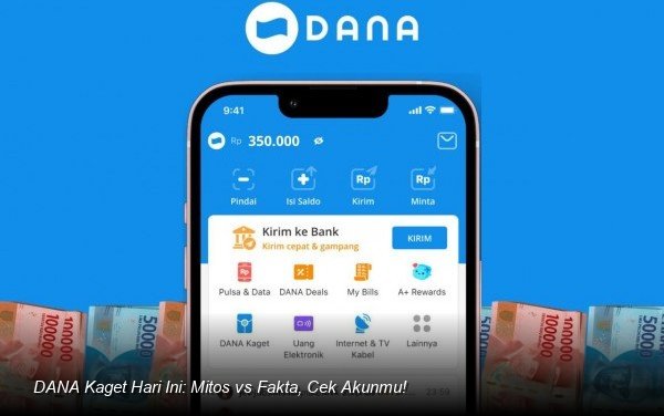 Ilustrasi tangkapan layar aplikasi DANA yang menampilkan notifikasi saldo masuk.