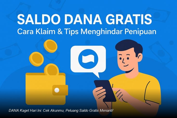 Ilustrasi layar ponsel menampilkan notifikasi DANA Kaget dengan ikon amplop berisi uang.