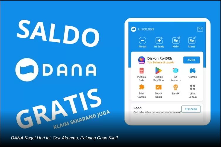 Ilustrasi notifikasi saldo DANA Kaget muncul di layar ponsel.