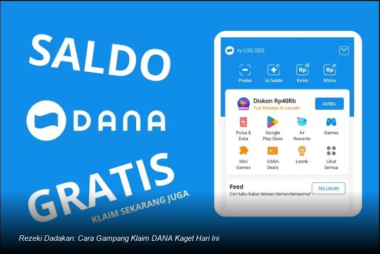 Ilustrasi pengguna yang tersenyum melihat notifikasi saldo DANA masuk di ponselnya.