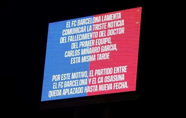 Pertandingan Barcelona vs Osasuna Terpaksa Ditunda Karena Kematian Staf Medis, Begini Penjelasannya