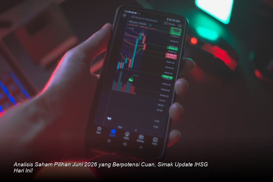 Grafik lilin (candlestick) saham berwarna hijau yang tegas menembus level resistensi, memberikan optimisme pasar.